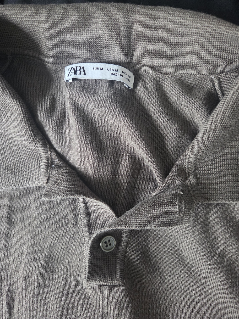 ZARA Men’s Taupe Polo Shirt with Collared Placket